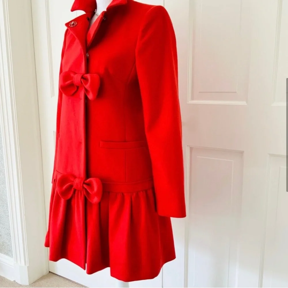 Red Valentino wool blend red coat with bows - Picture 7 of 12